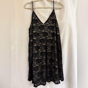 Black Lace Sleeveless Dress boho mini with scoop back designer inspire